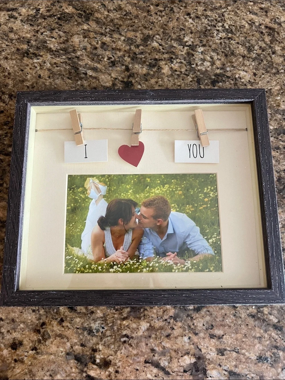 I ♥ You Clip Photo Frame - Brown and Cream